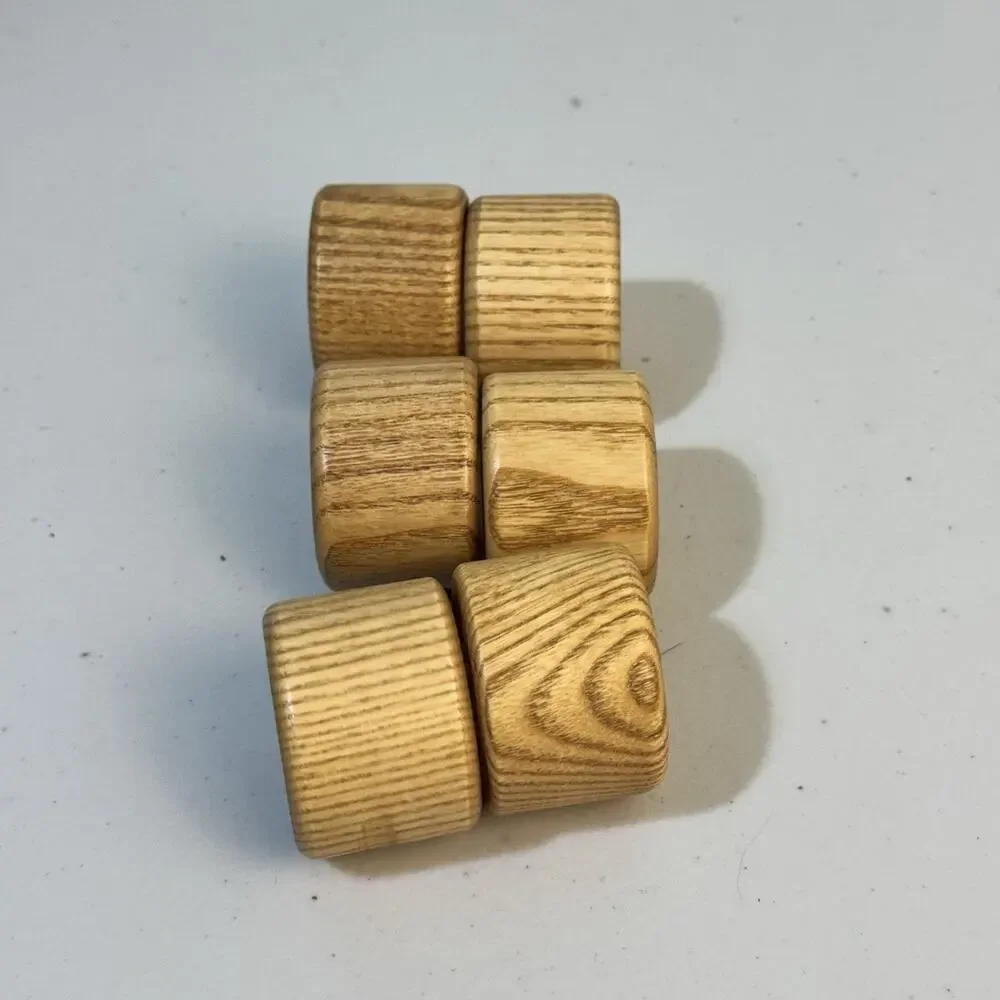 Set of 6 VTG Wooden Band Napkin Ring Natural Wood Grain Finish Rustic Boho Farm